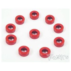 Aluminum 3mm Bore Washer 2.0mm 10pcs RED