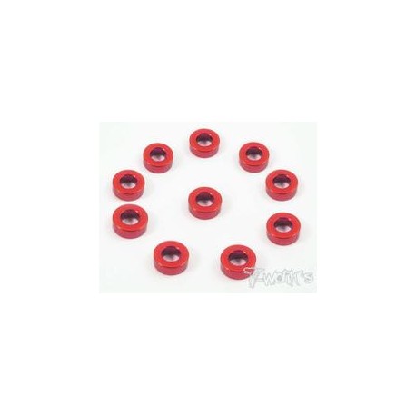 Aluminum 3mm Bore Washer 2.0mm 10pcs RED