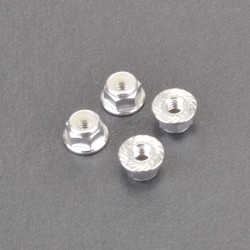 M4 ALLOY SERRATED NYLOC NUTS - SILVER - 4PCS