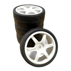 RIDE FWD BELTED CUT SLICK TYRES - 6 SPOKE WHEELS - WHITE - 4PCS - BRCA 24
